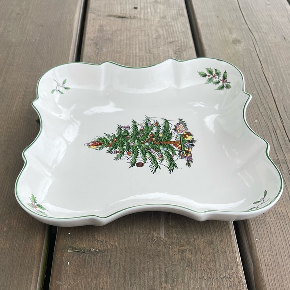 Spode Christmas Tree Pattern Devonia Tray Dish Made in China Christmas Decor - Picture 5 of 11